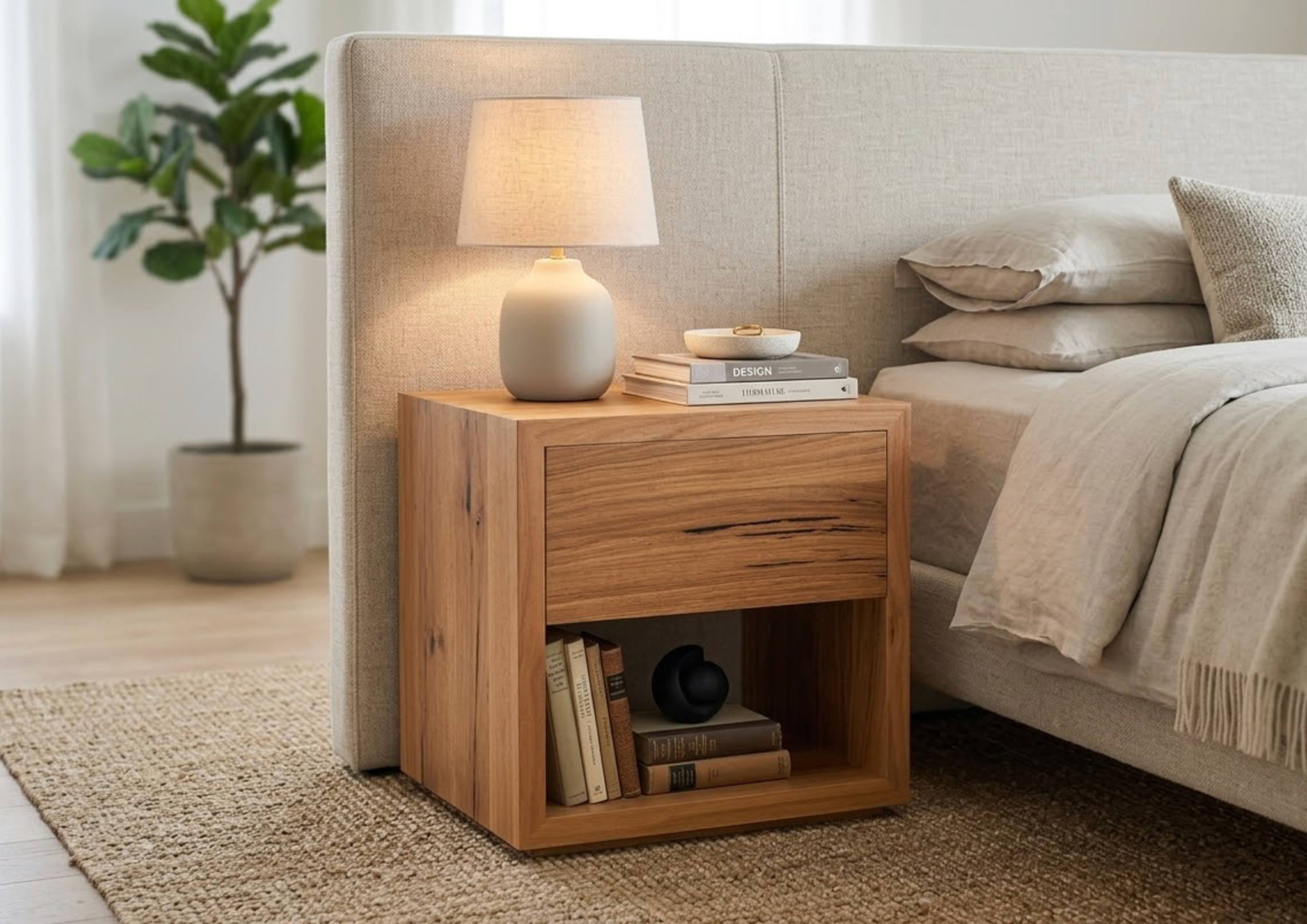 Moree One Drawer Australian Made Bedside Table – Luxiwood Furniture